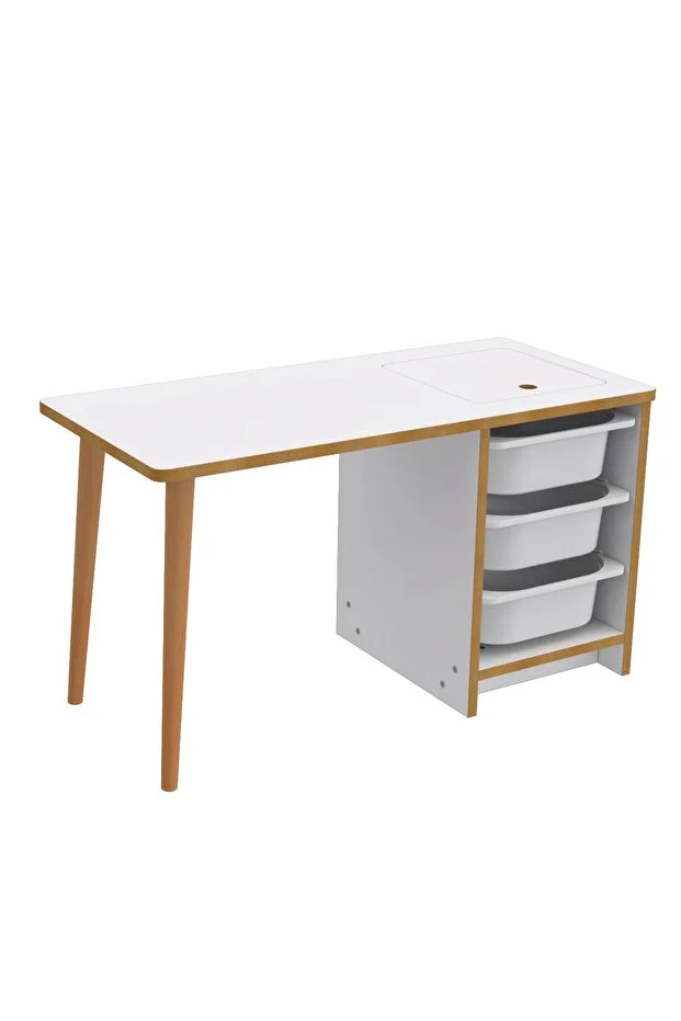 Soho - Çocuk Çalışma Masası Oyun Ve Etkinlik Masası Beyaz Sepetli